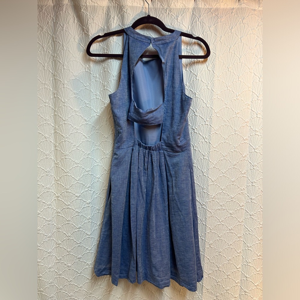Hutch Blue A-Line Midi Dress Halter Neck - Picture 2 of 9